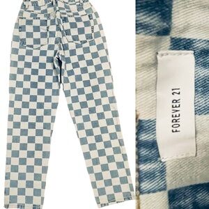 FOREVER 21 Checkered Relaxed BARREL Style JEANS Size 25
